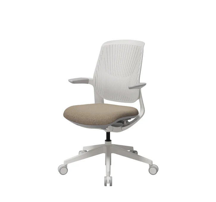 T25 Small Ergonomic Office Chair (White Mesh Back, Orange Seat) - Image 3