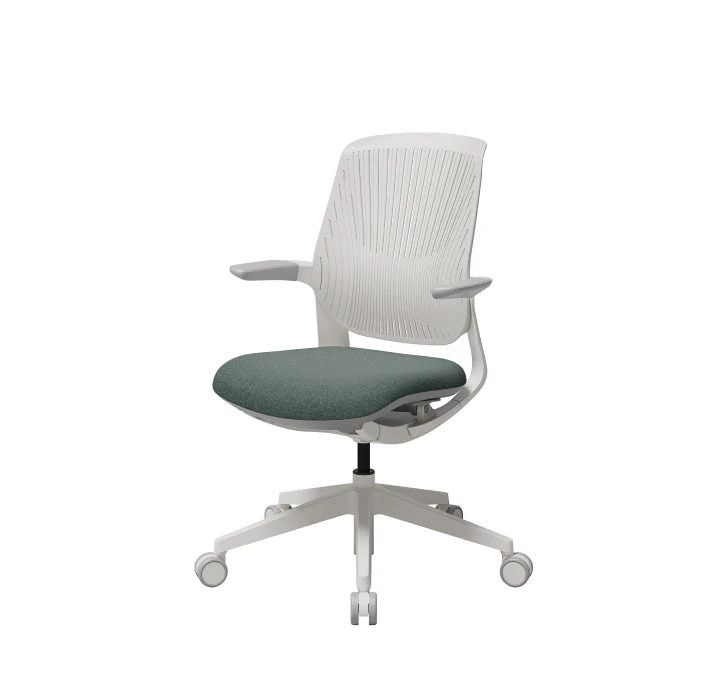 T25 Small Ergonomic Office Chair (White Plastic Back, Beige Seat) - Image 3