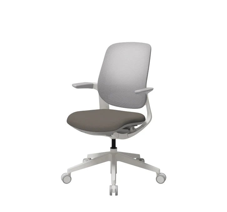 T25 Small Ergonomic Office Chair (White Plastic Back, Beige Seat) - Image 4